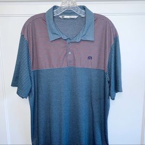 Travis Mathews | Stripe Golf Shirt Blue/Red  XL